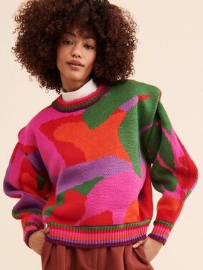 NWT Farm Rio Abstract Scarf Sweater. Size XL